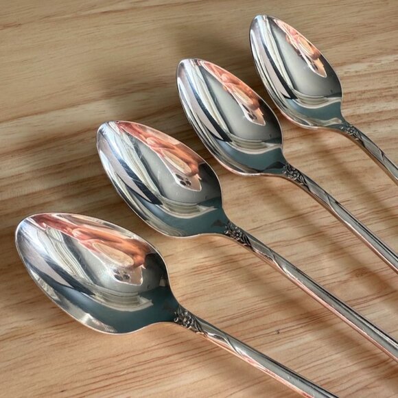 Vtg Oneida Evening Star Ice Tea Spoons Set Of 4 1950 Community Silverplated 7-1/ - Picture 3 of 7